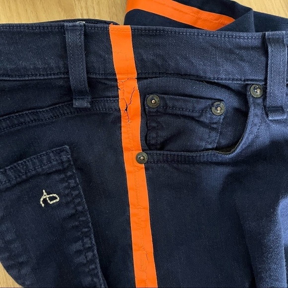 RAG & BONE sz 25 Skinny Leg Jeans Navy Blue Orange Stripe - Picture 8 of 8